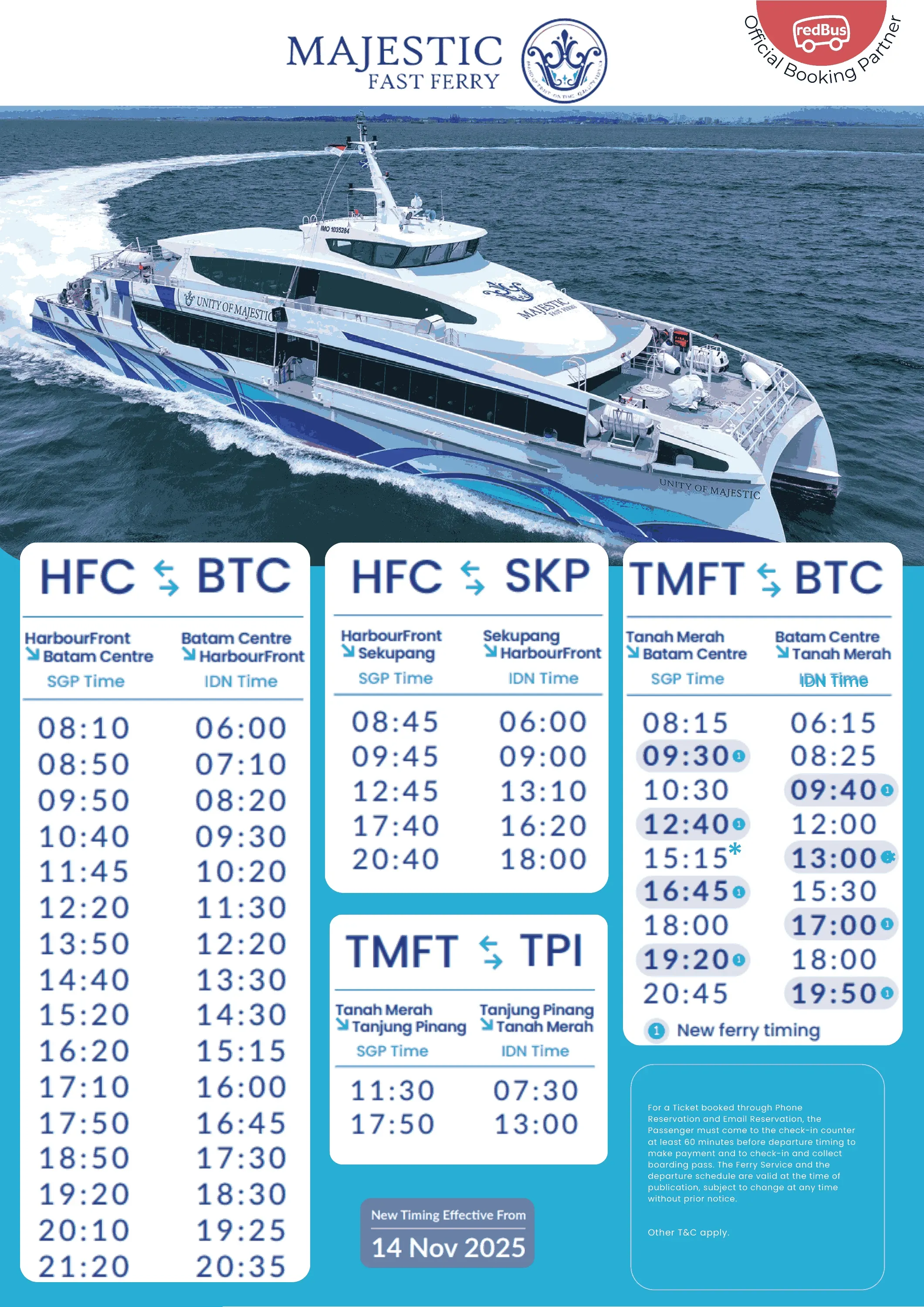 latest majestic ferry schedule 2026
